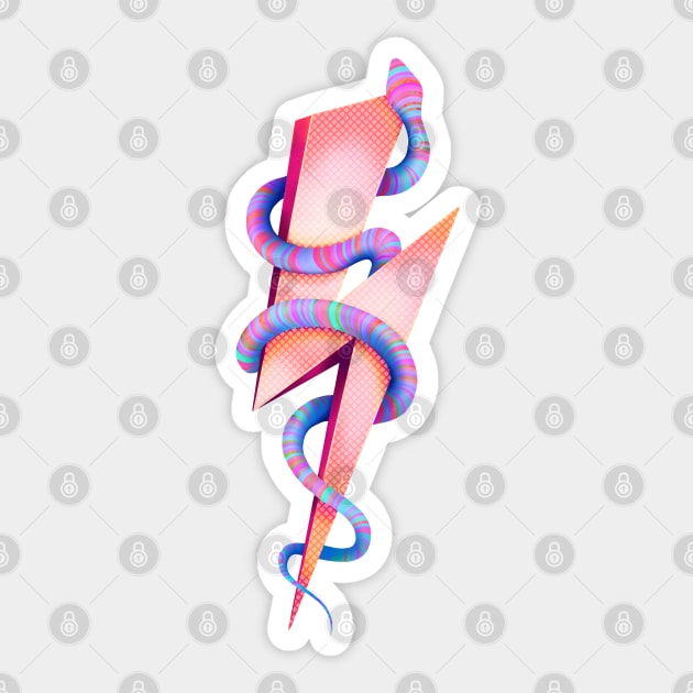 Neon lightning and snake Sticker by Meakm